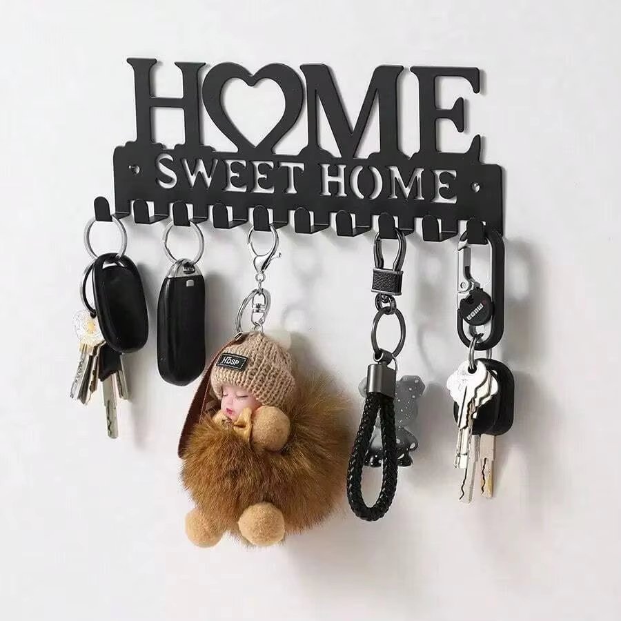 Entryway wall hook organizer for keys hats and small bags