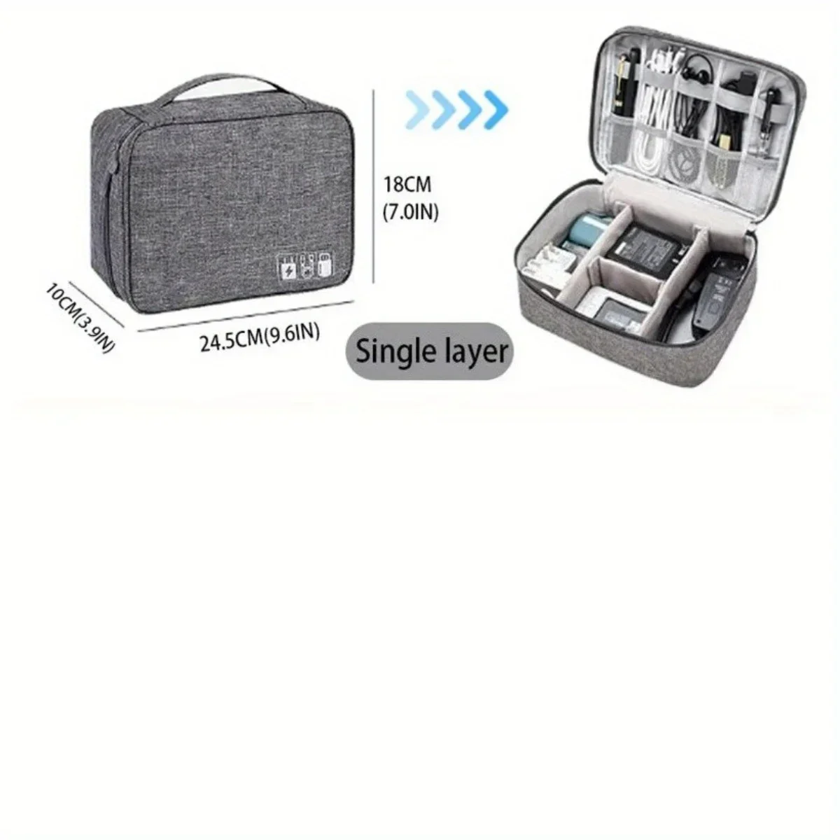Close-up detail of Travel Cable Organizer Bag for Chargers and Small Electronics materials and layout