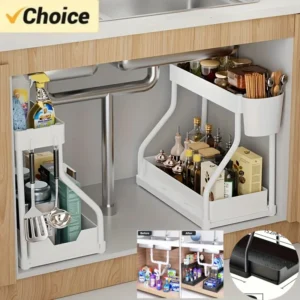 Main view of 2-Tier Pull-Out Under Sink Organizer for organized everyday spaces