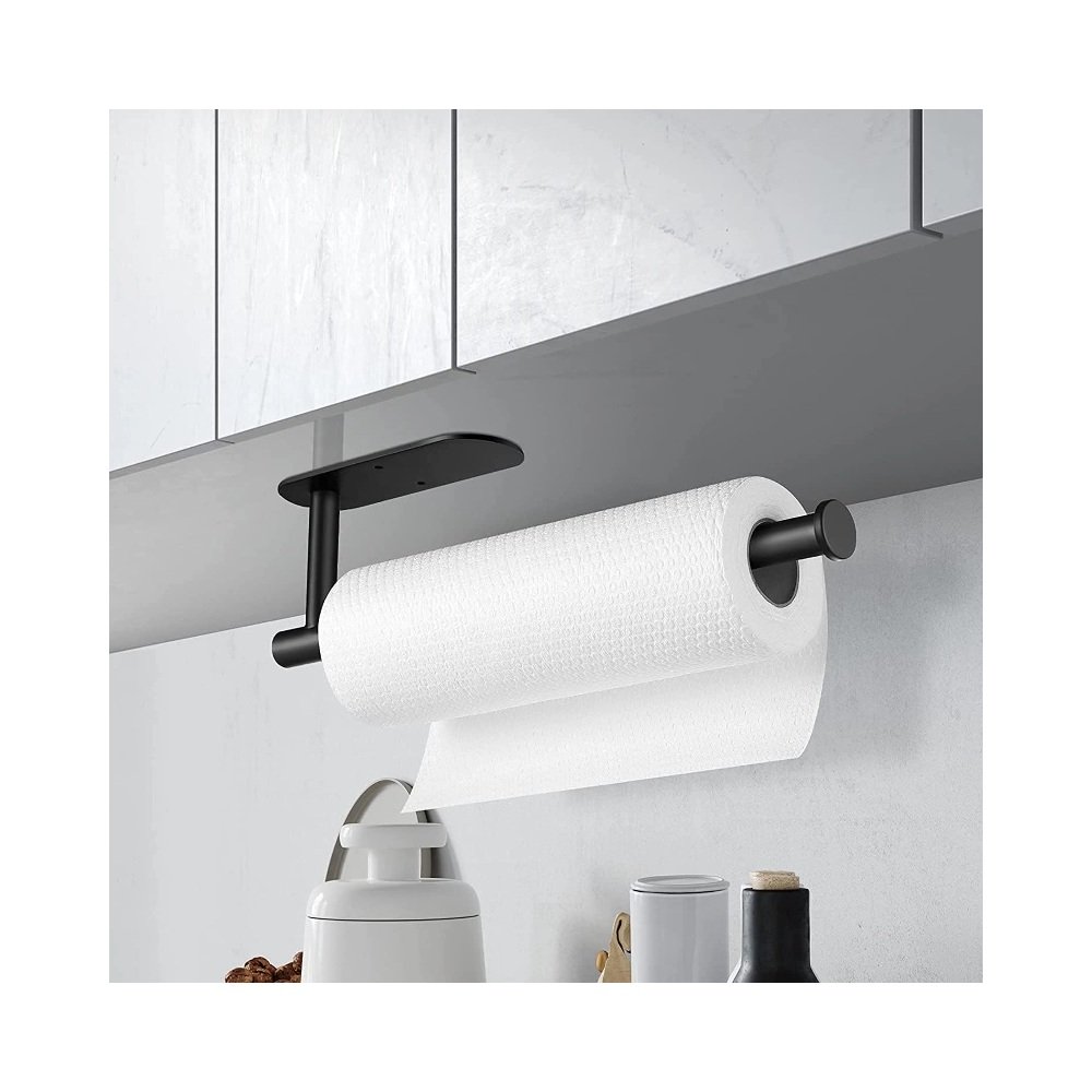 Adhesive Paper Towel Holder shown with practical storage details