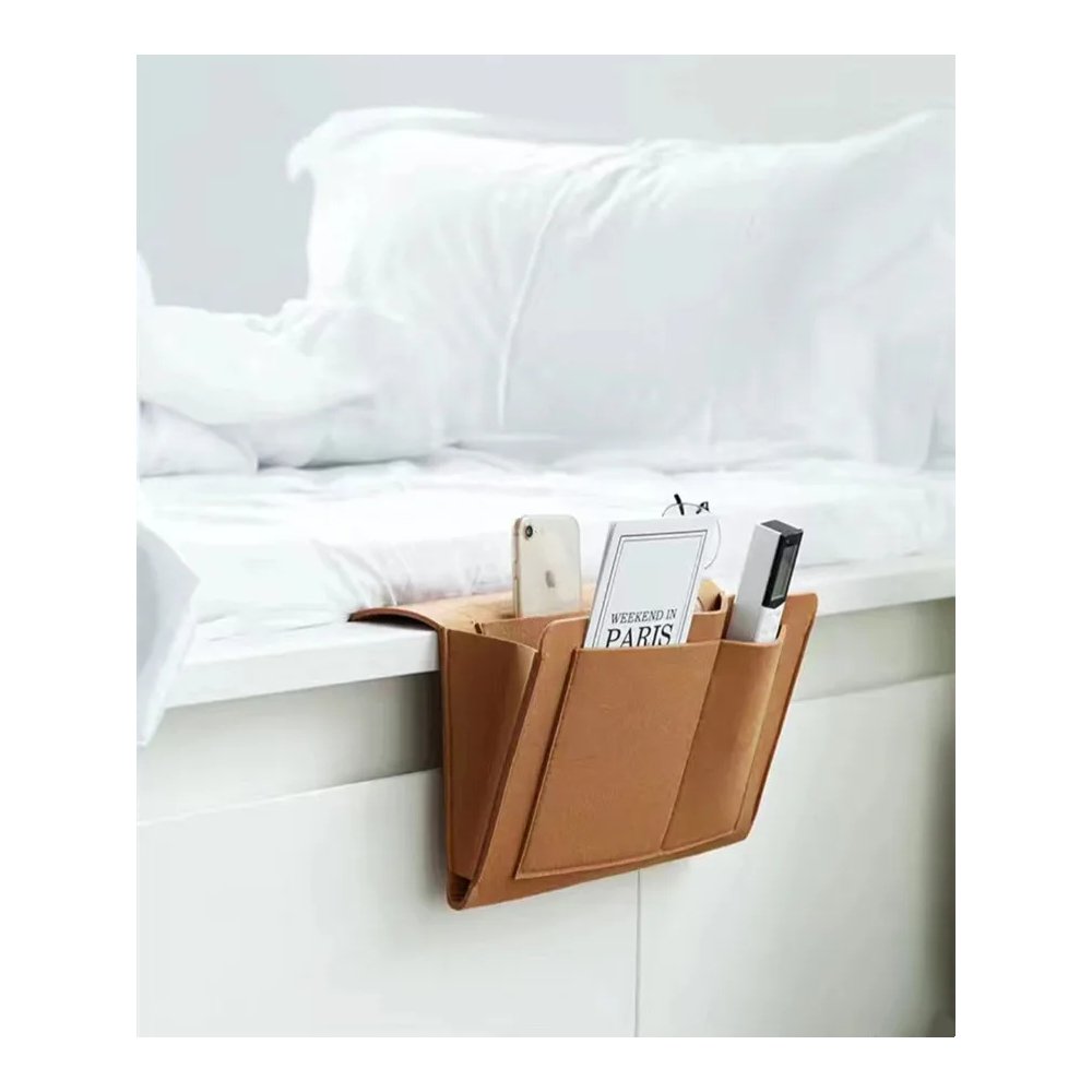 Brown bedside caddy organizer