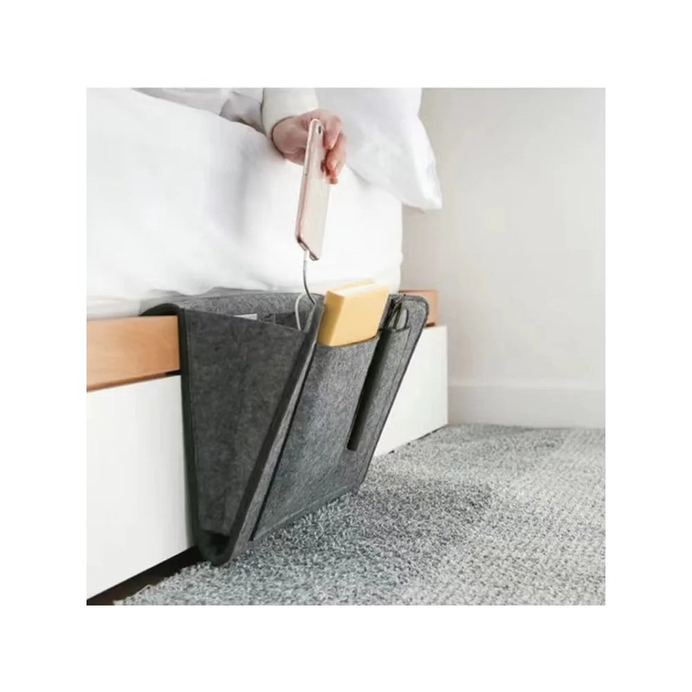 Dark gray bedside caddy organizer