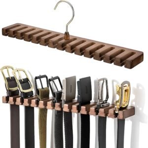 Belt tie organizer rack holding belts
