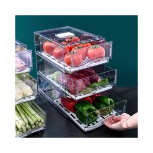 Main view of Clear Fridge Drawer Box for organized everyday spaces