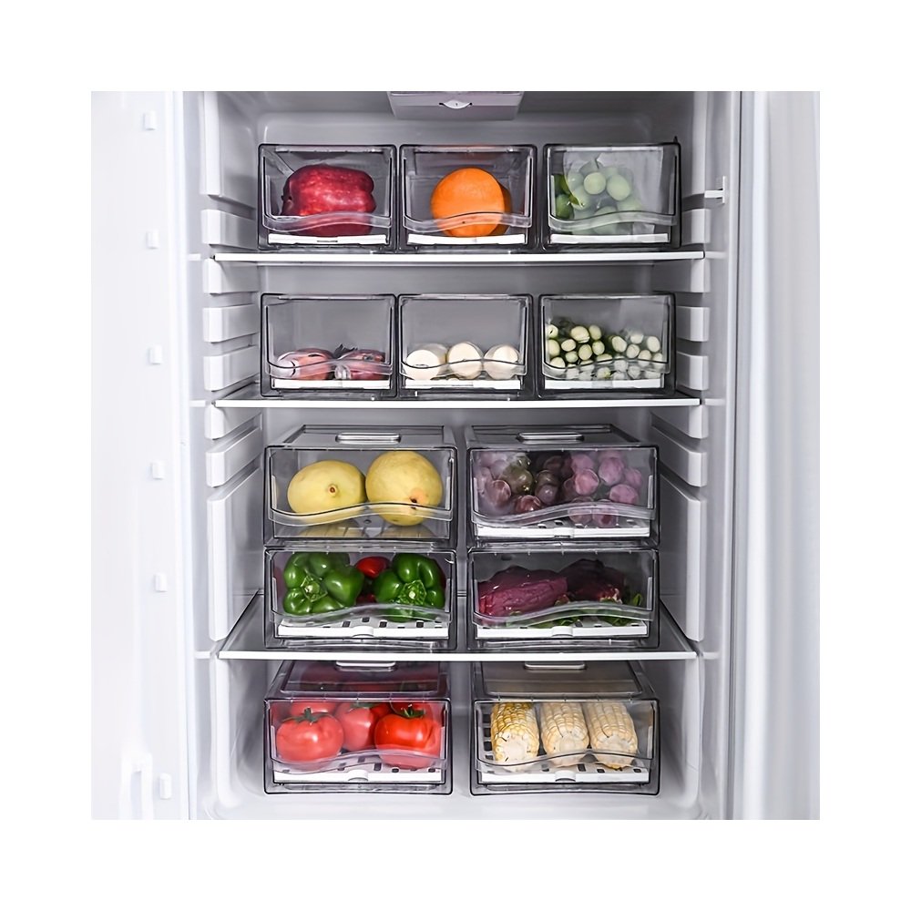 Close-up detail of Clear Fridge Drawer Box materials and layout
