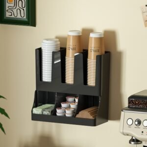Coffee station organizer on counter