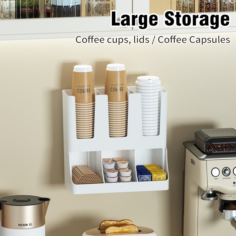 Wall mounted coffee station organizer design
