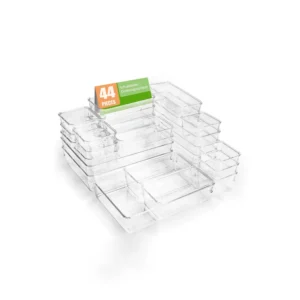 Main view of 44-Piece Clear Drawer Organizer Set for organized everyday spaces
