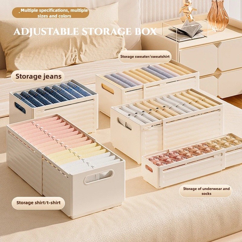 Foldable Closet Storage Box shown with practical storage details