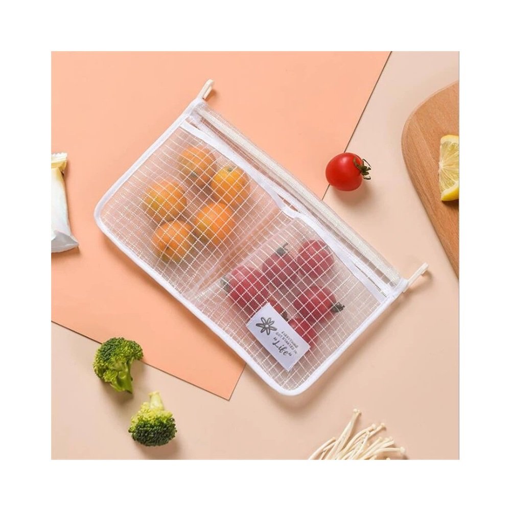 Double compartment fridge mesh organizer