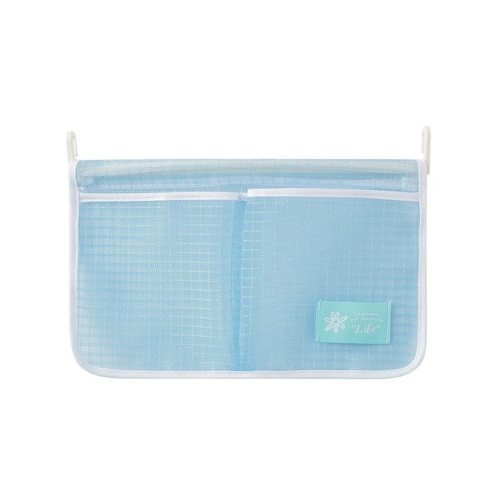 Blue fridge hanging mesh organizer