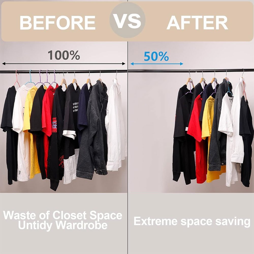 Space saving hanger hooks in use