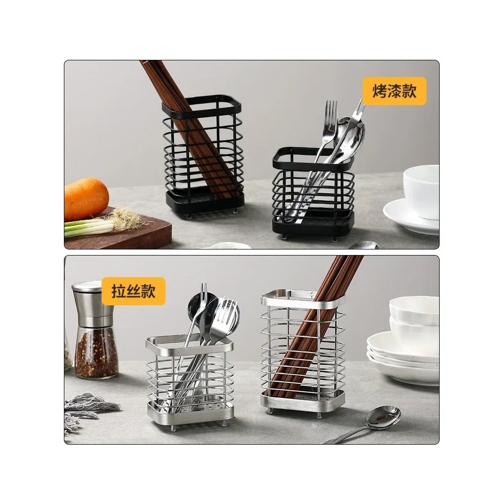Hanging Cutlery Drainer shown with practical storage details