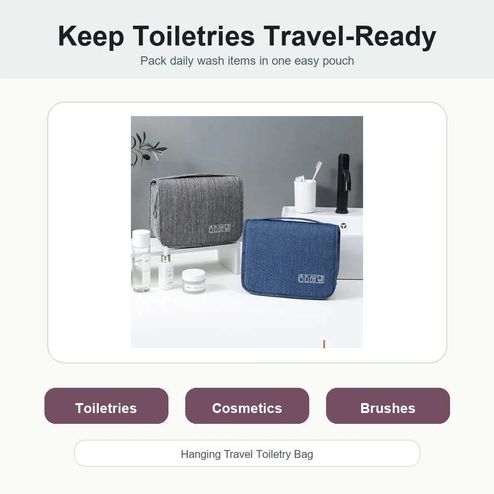 Main view of Hanging Travel Toiletry Bag with Fold-Flat Storage for organized everyday spaces