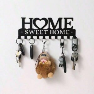 Home Sweet Home wall key holder with hooks for entryway organization