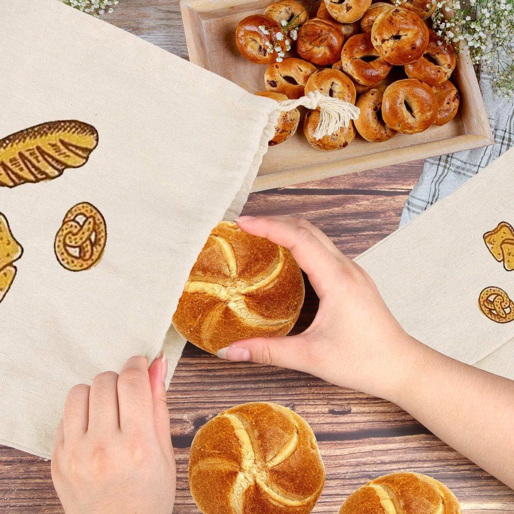 Bread storage bag used on a kitchen counter