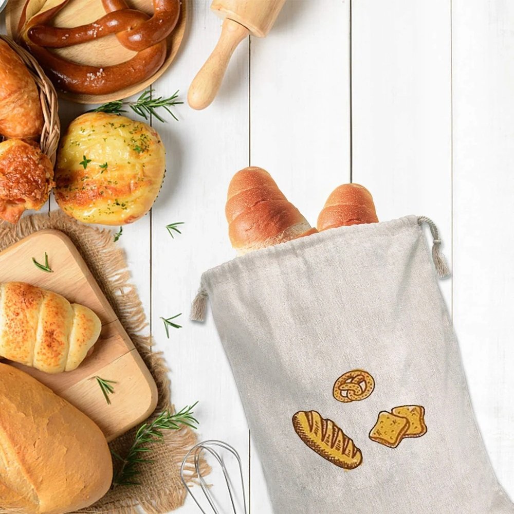 Linen bread bag detail