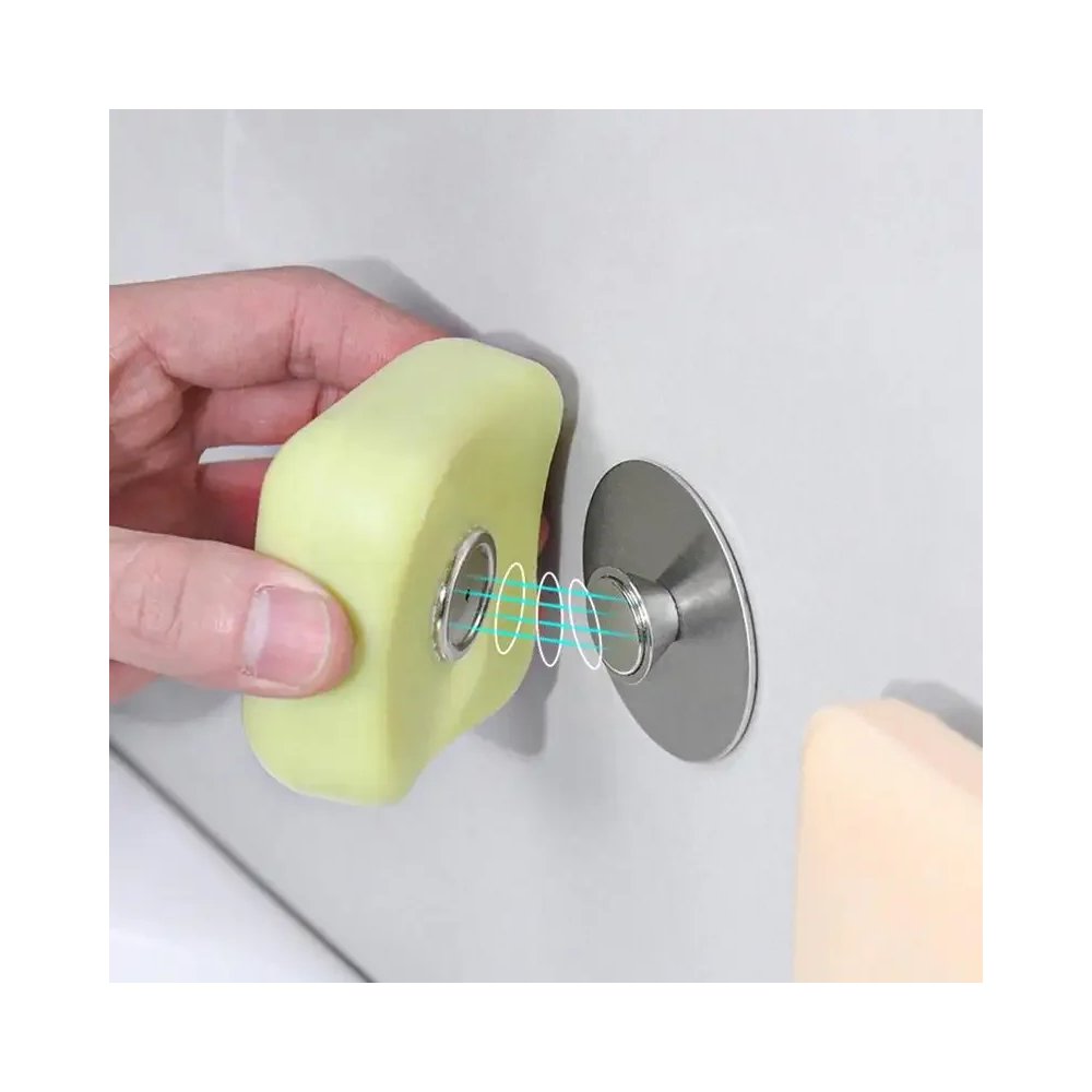 Magnetic soap holder mounted on wall