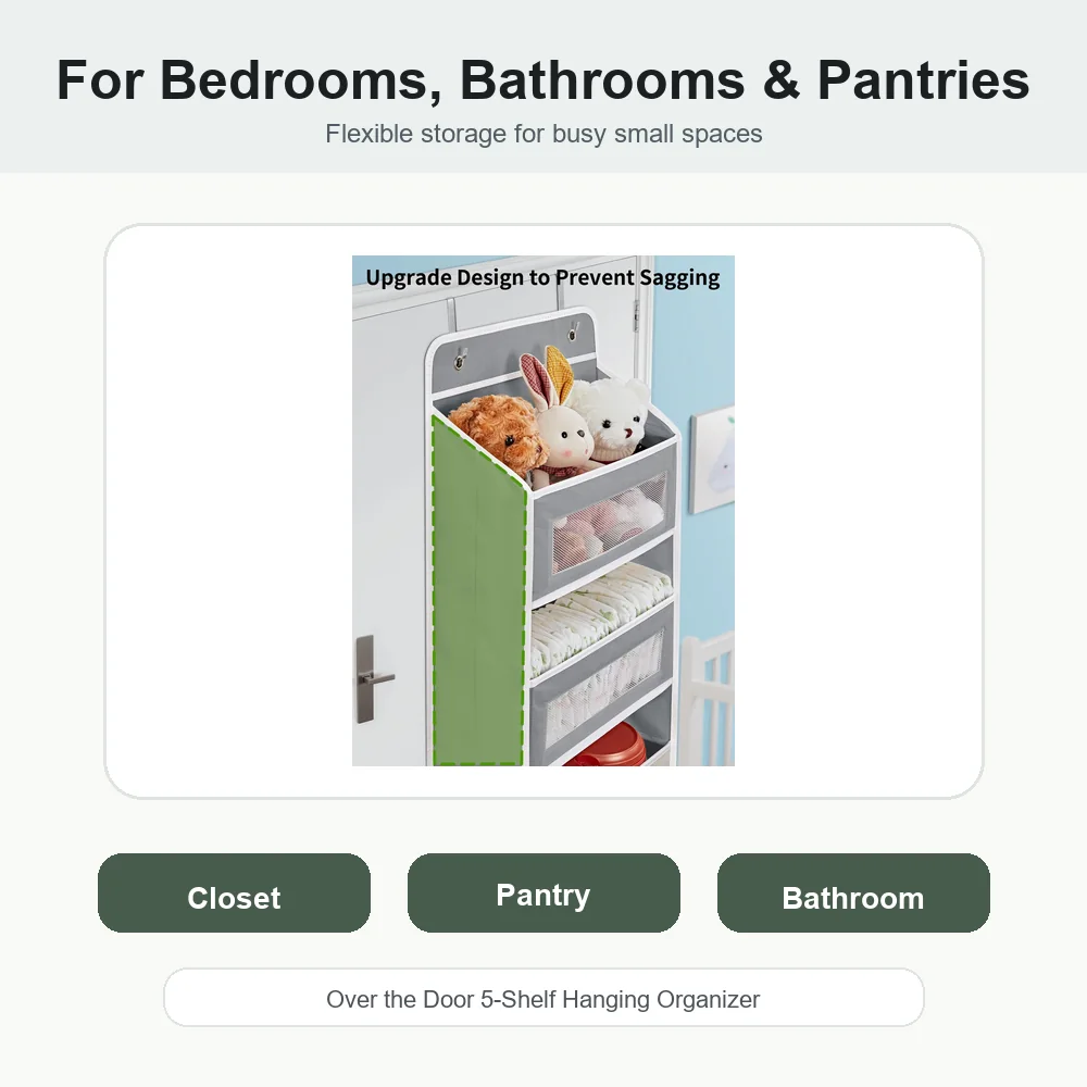 Over the Door 5-Shelf Hanging Organizer in a home organization use case