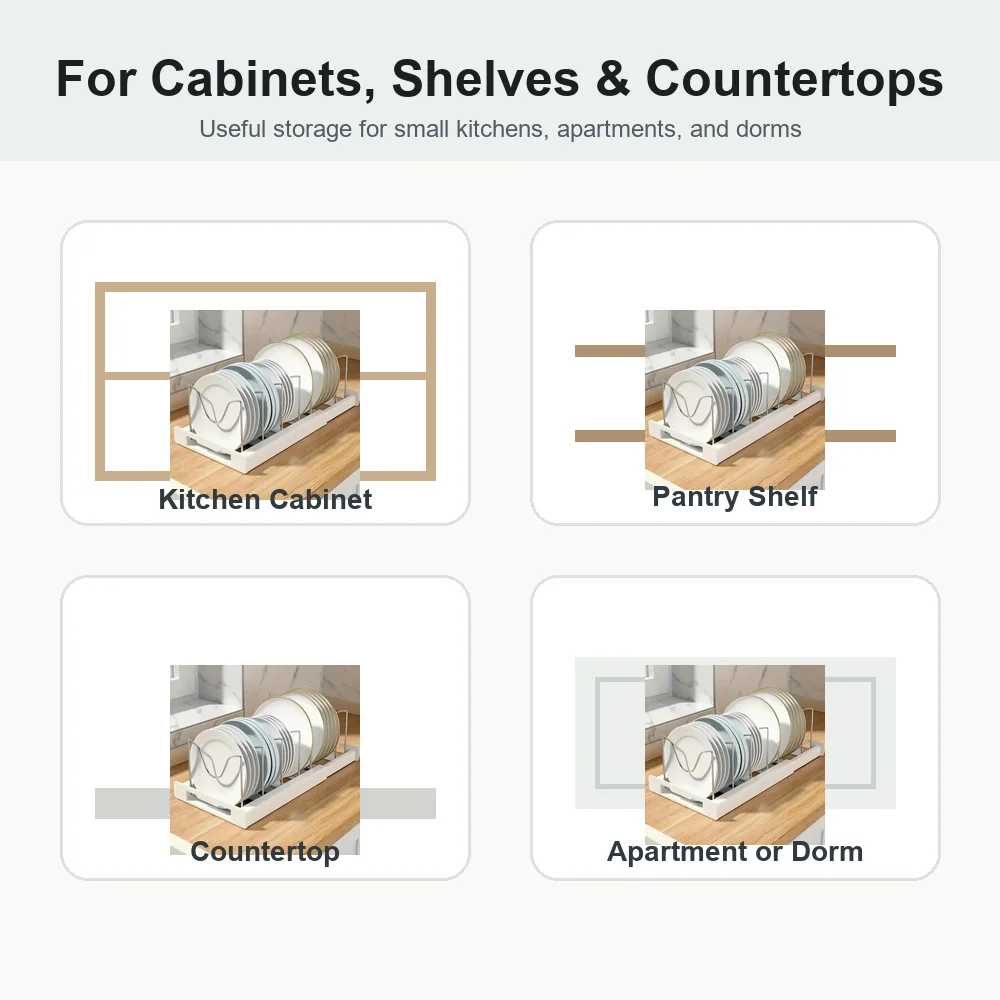 Expandable Pot and Pan Lid Organizer with 7 Adjustable Dividers in a home organization use case