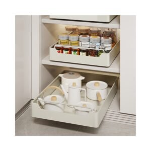 Pull-out cabinet spice rack installed in cabinet