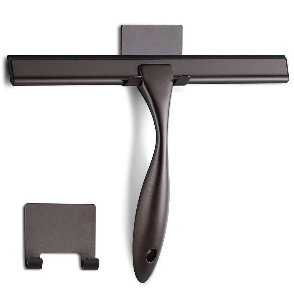 Brown shower squeegee with holder