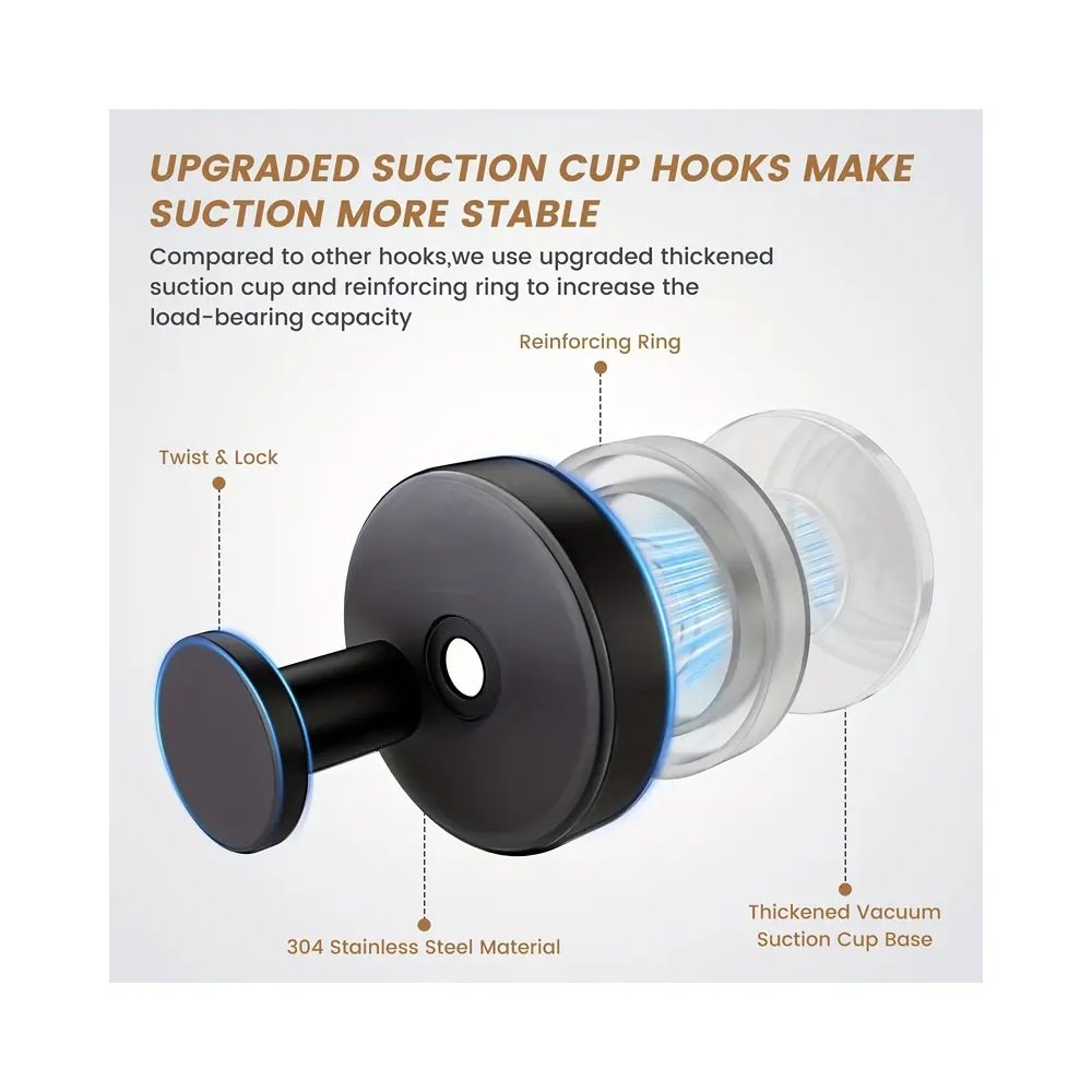 Vacuum Suction Cup Hooks shown with practical storage details