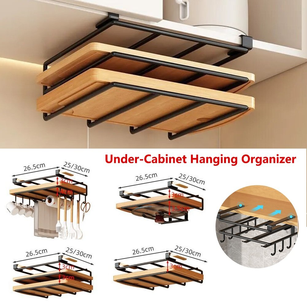 Main view of Under-Cupboard Hanging Rack for organized everyday spaces