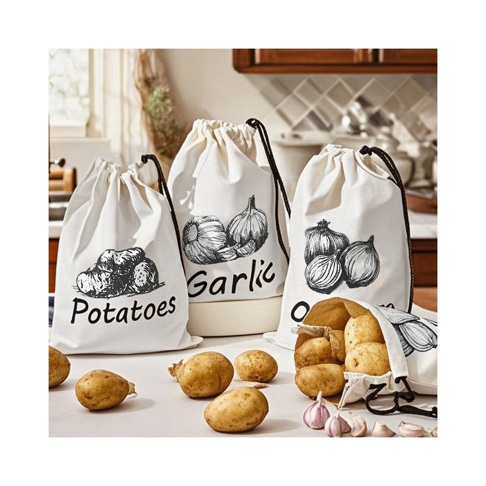 Vegetable storage bags for pantry organization
