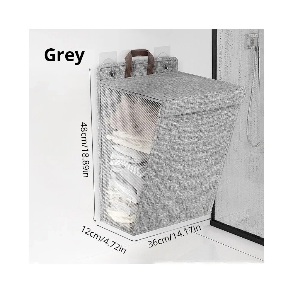 Gray wall laundry hamper