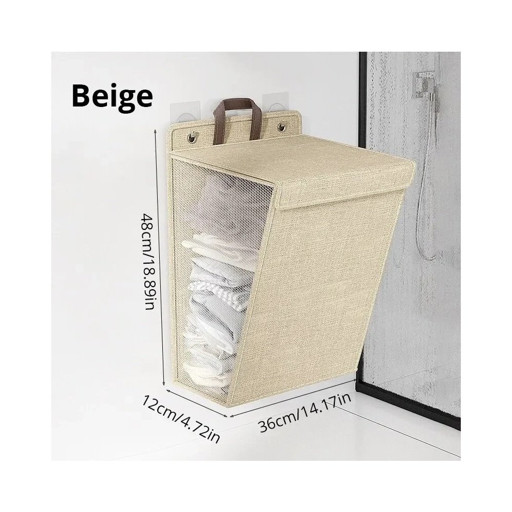Beige wall laundry hamper