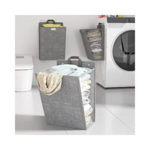 Wall laundry hamper near washer