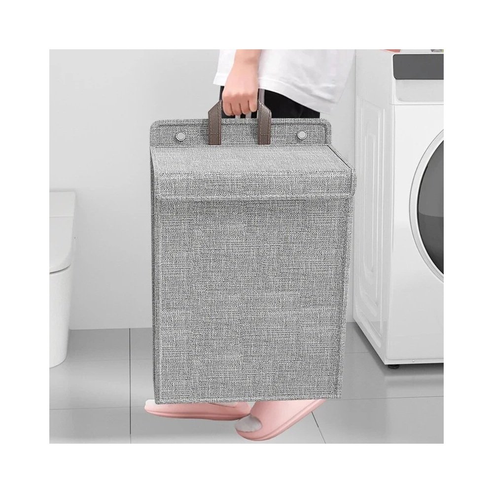 Foldable laundry hamper with handle