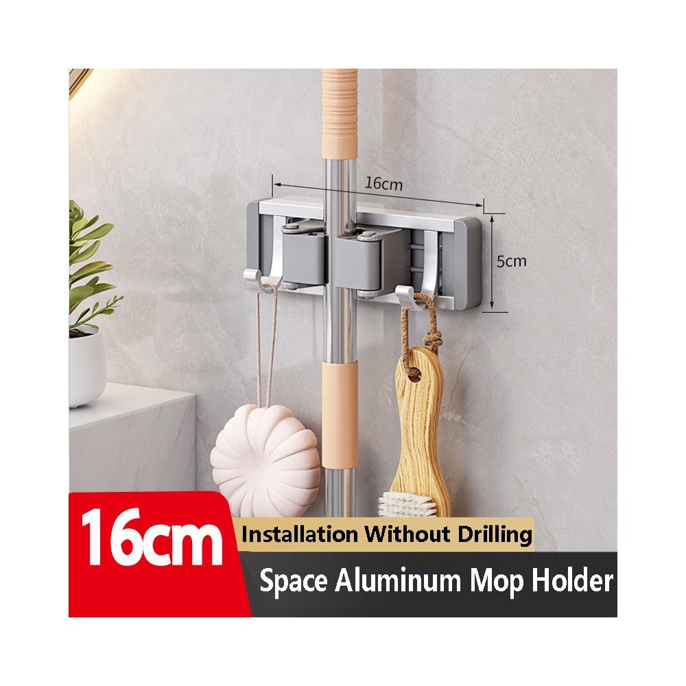 Size and placement view of Wall-Mounted Mop Holder Clips