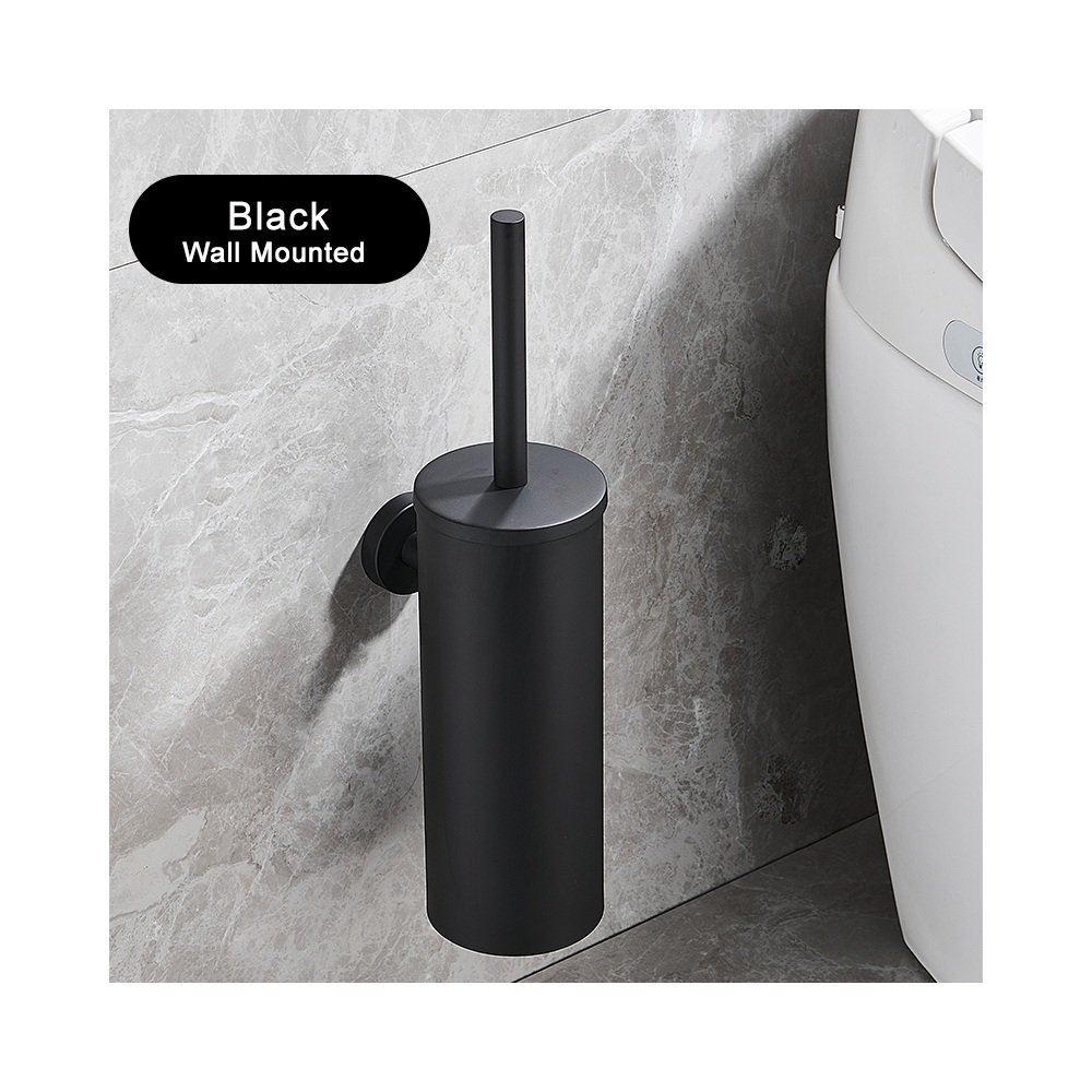Black wall-mounted toilet brush holder