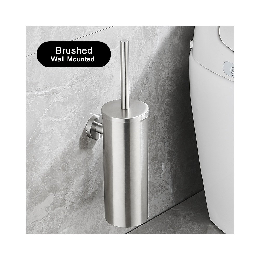 Brushed wall-mounted toilet brush holder