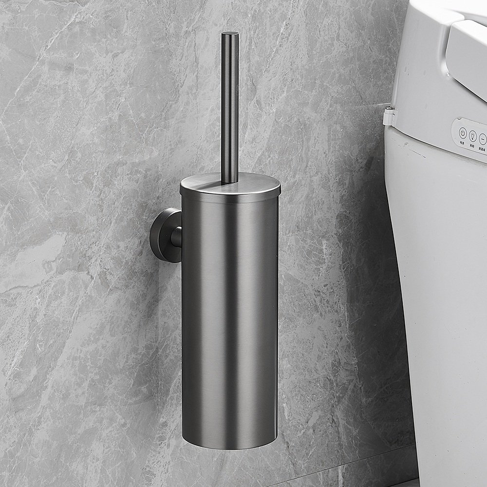 Gun grey wall-mounted toilet brush holder