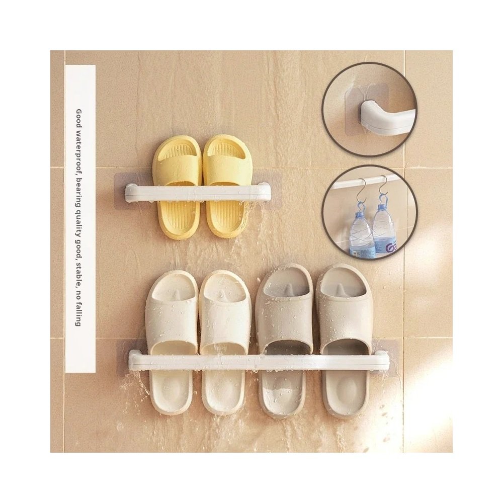 Wall slipper rack on bathroom wall