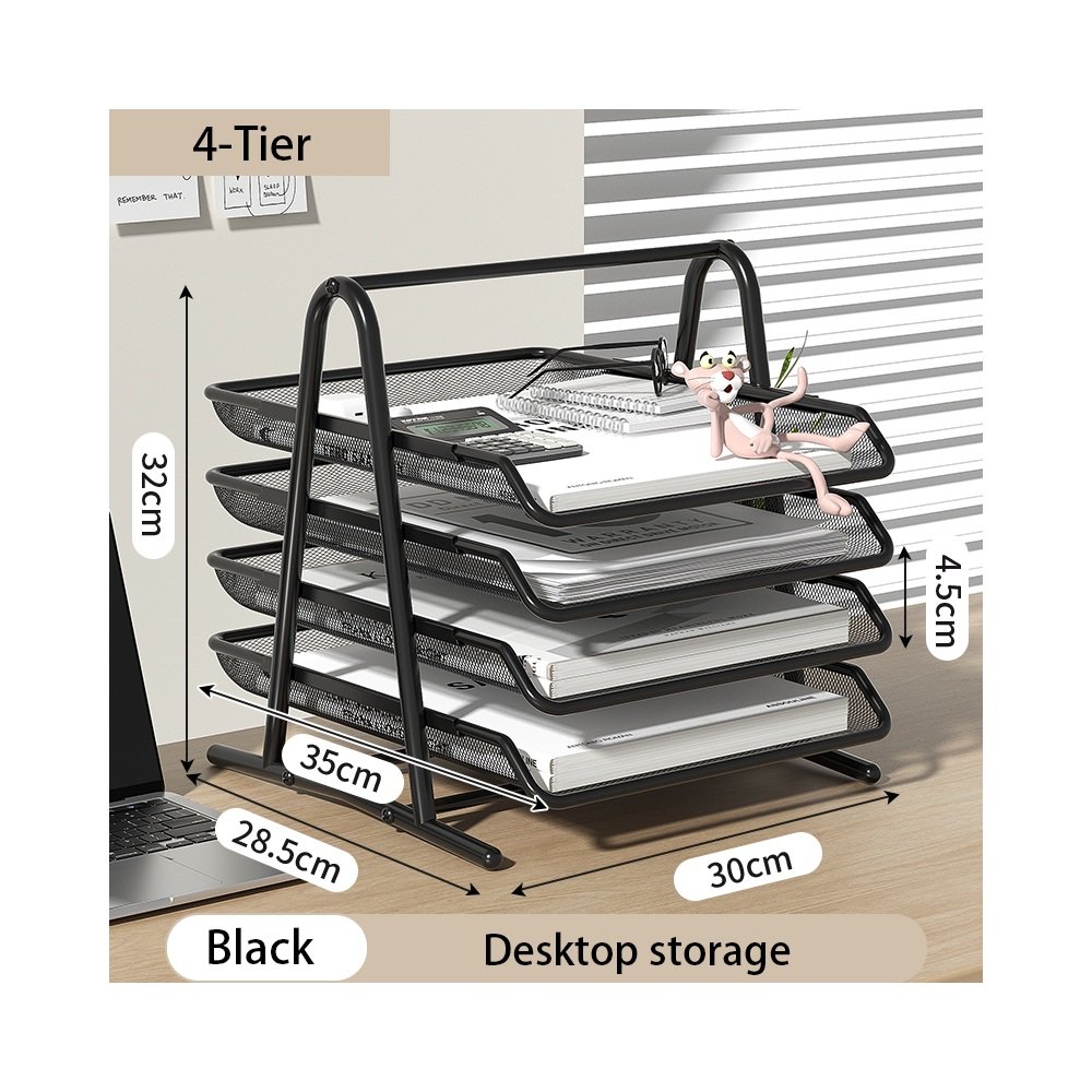 Four tier black mesh letter tray