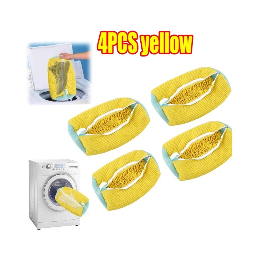 Yellow four-piece shoe washing bag set