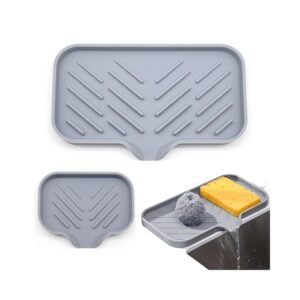 Gray silicone sink tray set
