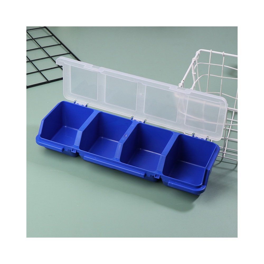 Blue small parts organizer box