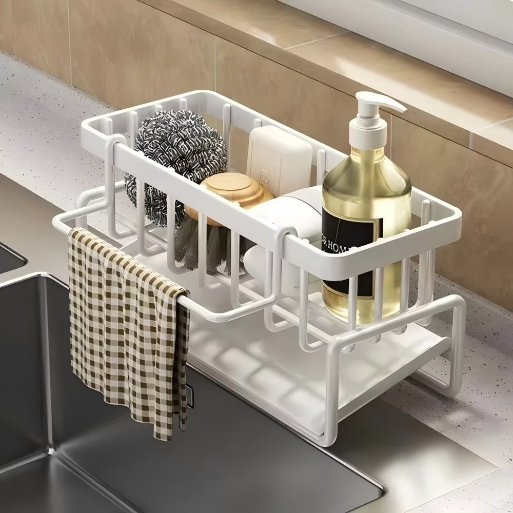 Tap-mounted shelf used by kitchen faucet