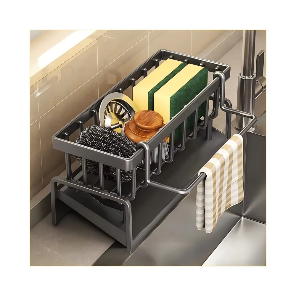 Compact faucet shelf for sink tools