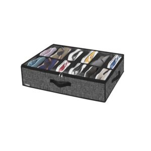 Under-bed shoe organizer in black