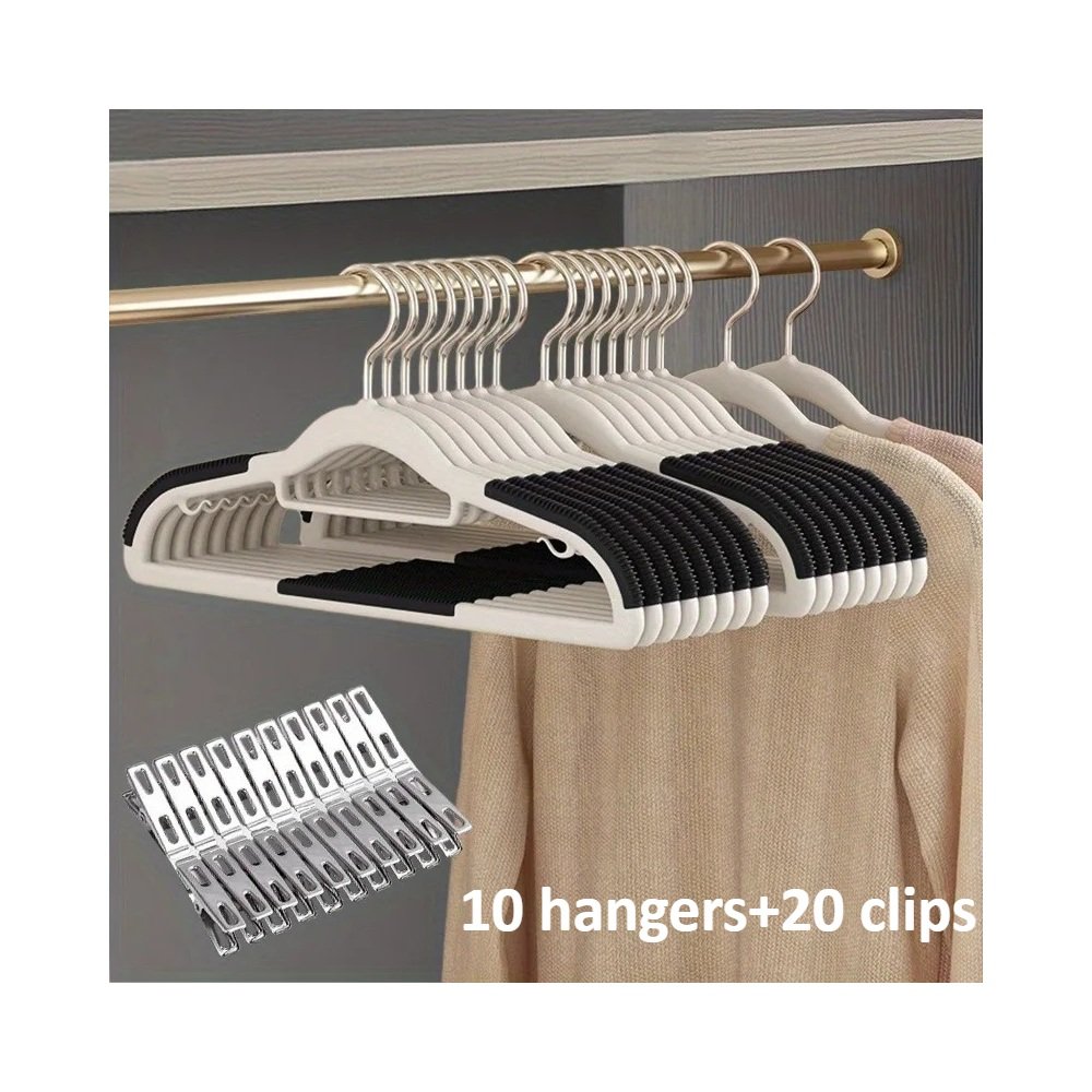 Black velvet hanger clip set