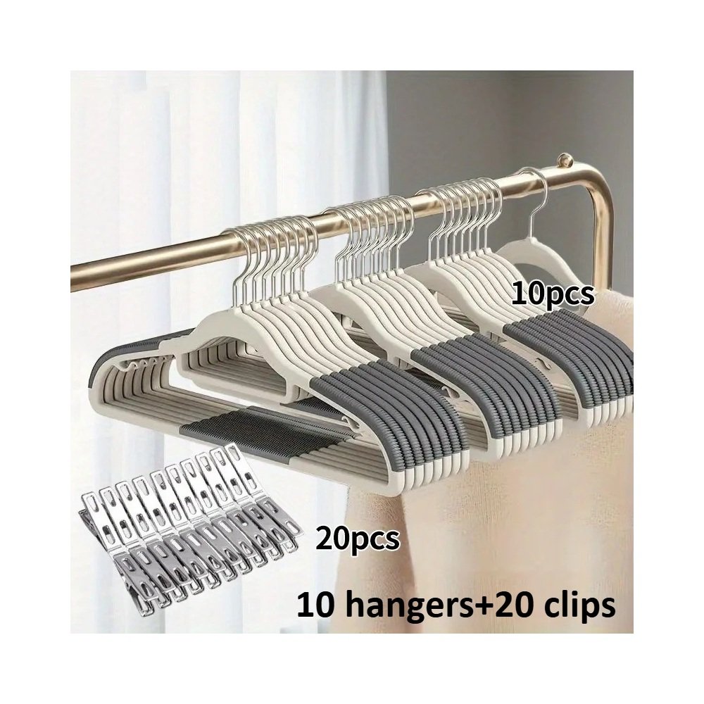 Gray velvet hanger clip set